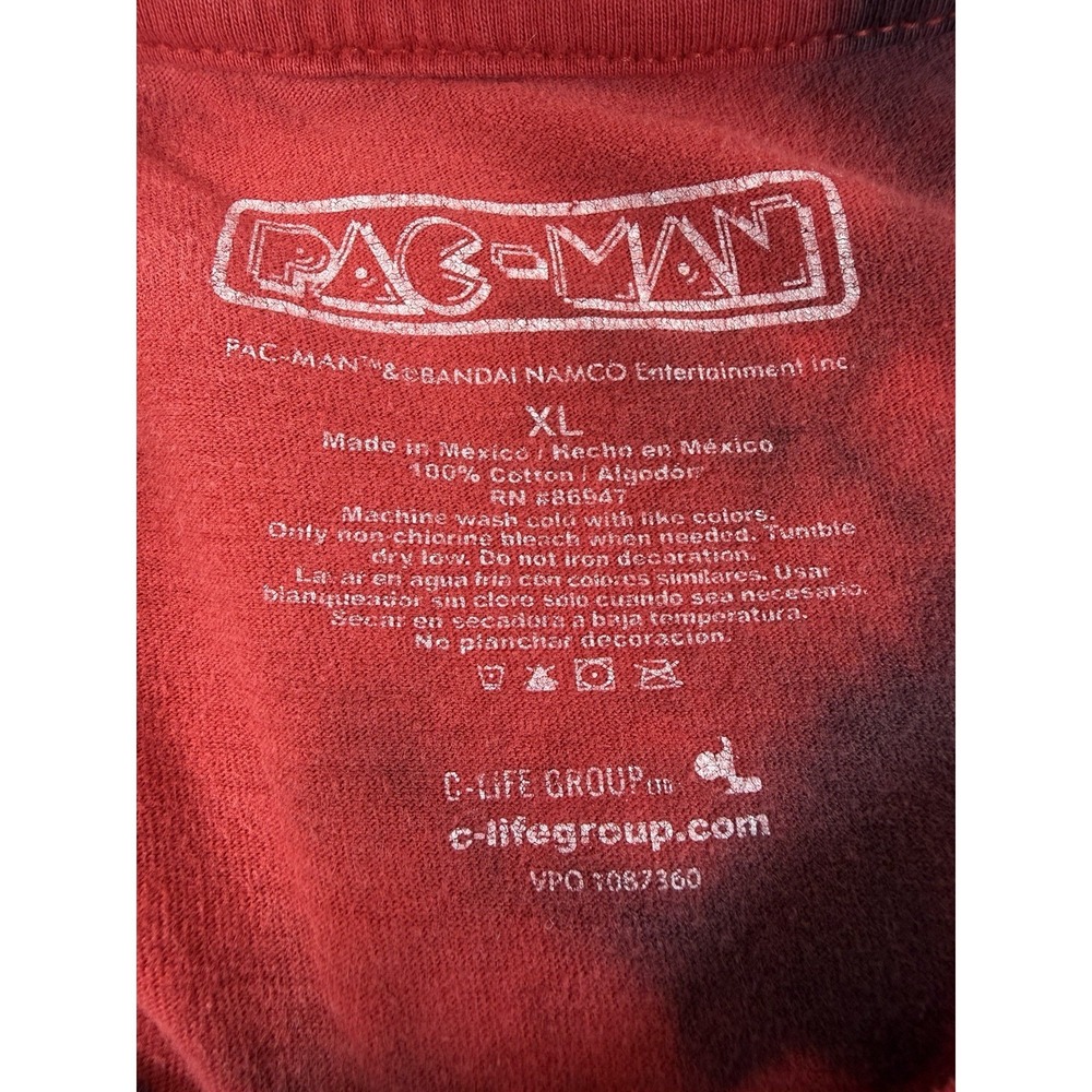 Pac-Man‎ Tie Dye Graphic T Shirt Mens XL Red Black Bandai Namco Streetwear Tee - Picture 5 of 9